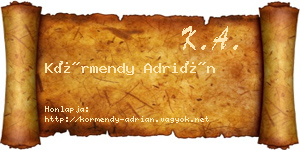 Körmendy Adrián névjegykártya
